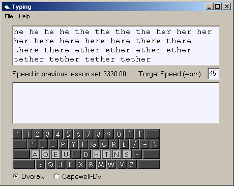 Typing Program screen shot